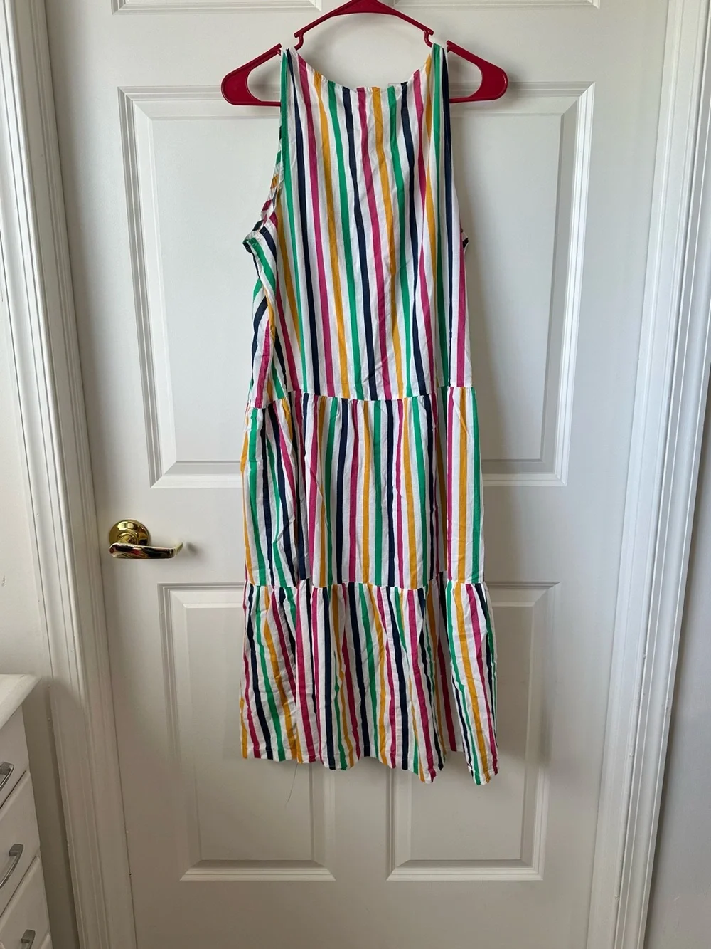 J.Crew Colorful Striped Tiered Midi Dress 100% Cotton Size M
